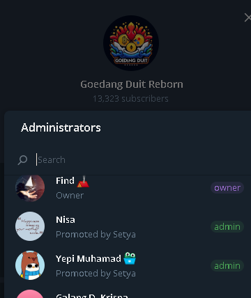 Goedang Duit Reborn — Telegram Channel Admin